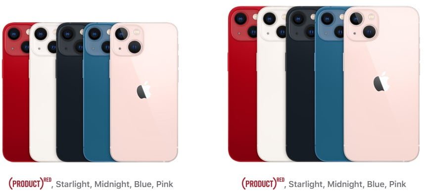 "iPhone 13 mini" and "iPhone 13"