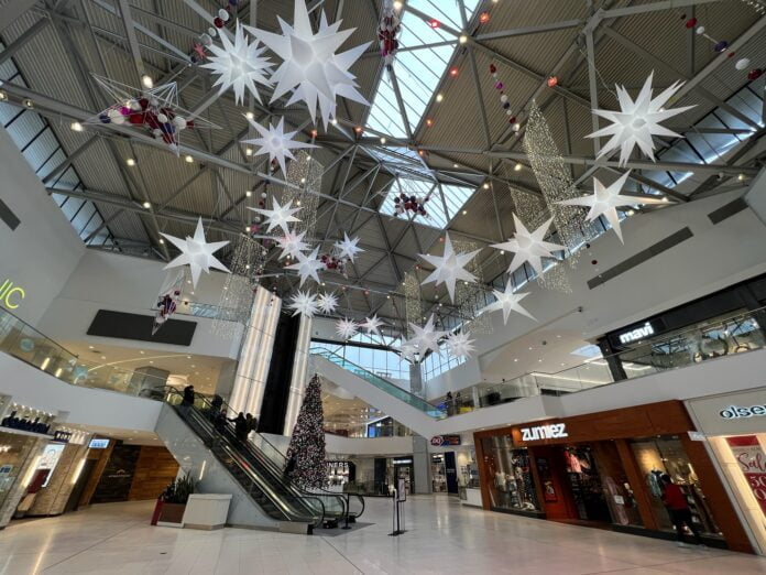 Park Royal South with the Christmas decorations up for Christmas 2021 in West Vancouver (December 2021). Photo: Lee Rivett.