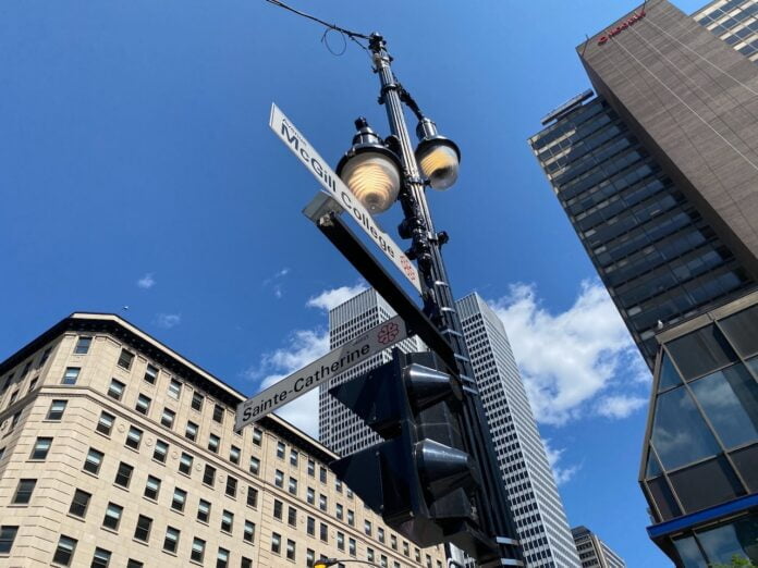 Saint-Catherine St W at McGill in Montreal