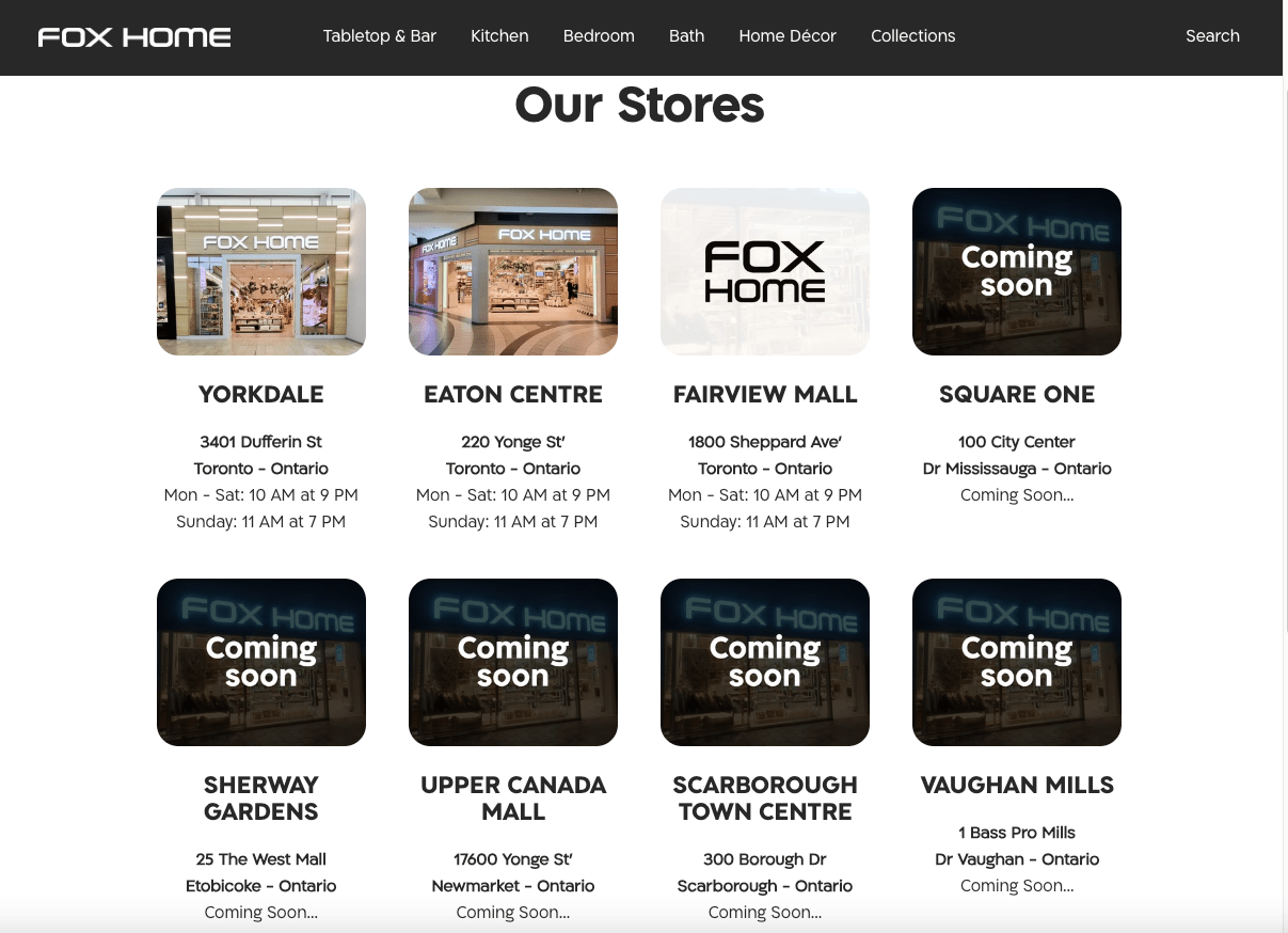 Fox Photo Store Inside The First FOX HOME Store in Canada, at CF Toronto Eaton Centre ...