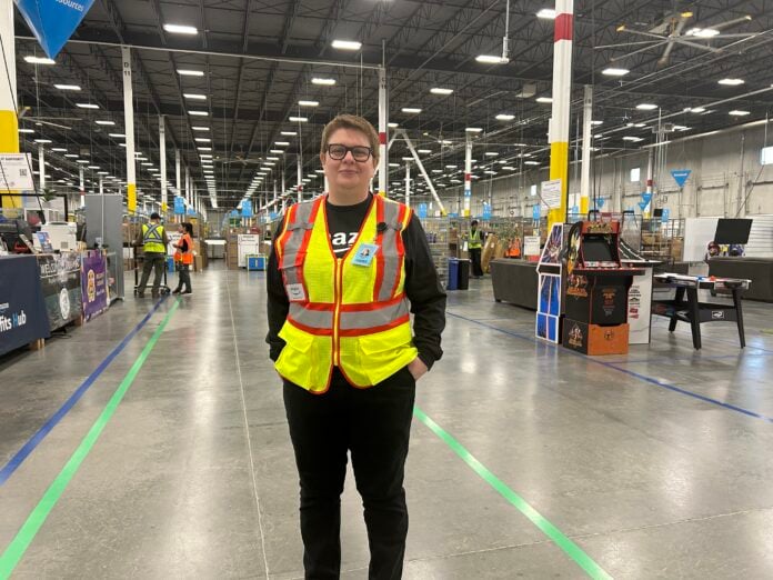 Angela Baciu at the Amazon Delivery Centre in southeast Calgary. Photo by Mario Toneguzzi