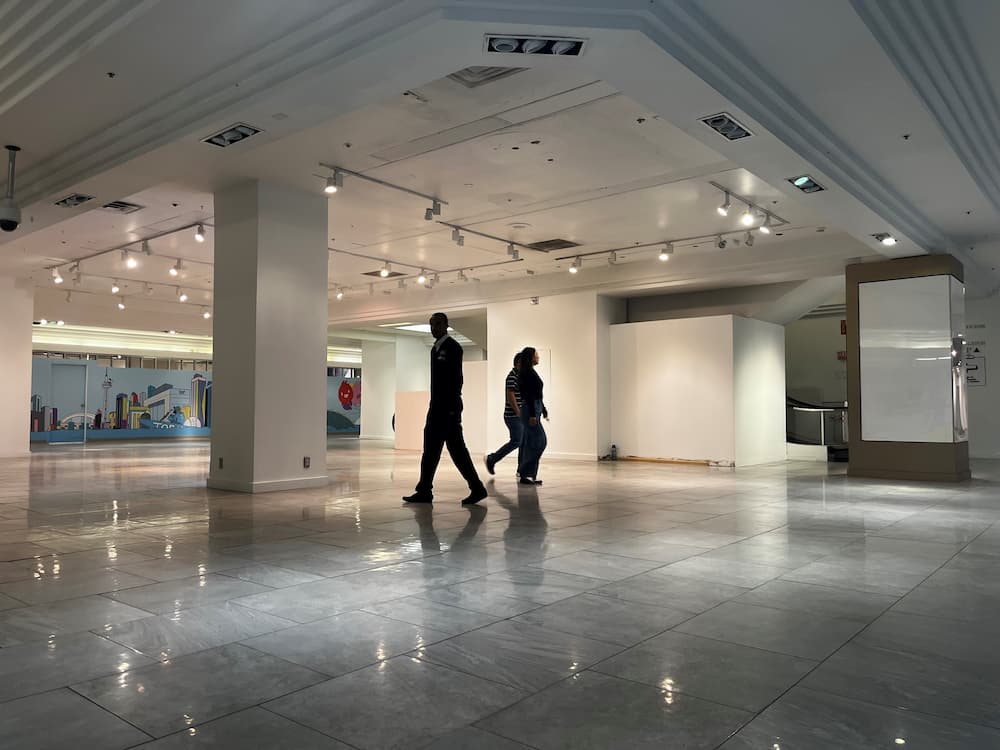 An empty Hudson’s Bay location in Toronto’s Eaton Centre